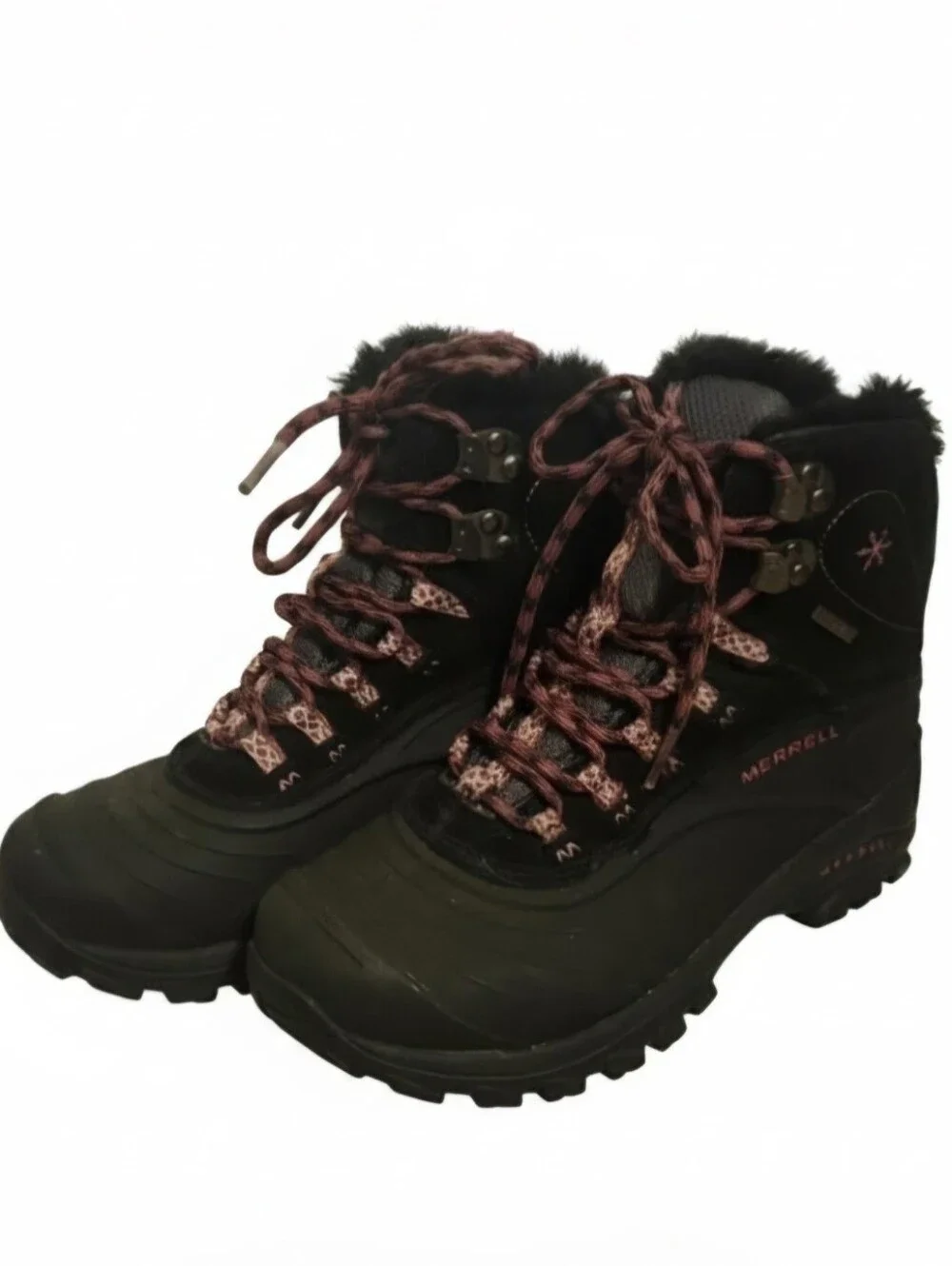 Merrell Women's Black Winter Hiking Boots with Maroon Accent Laces